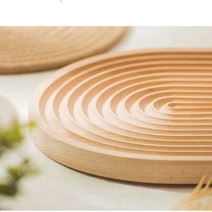 Nordic Wooden Ripple Serving Tray With Curved Edges