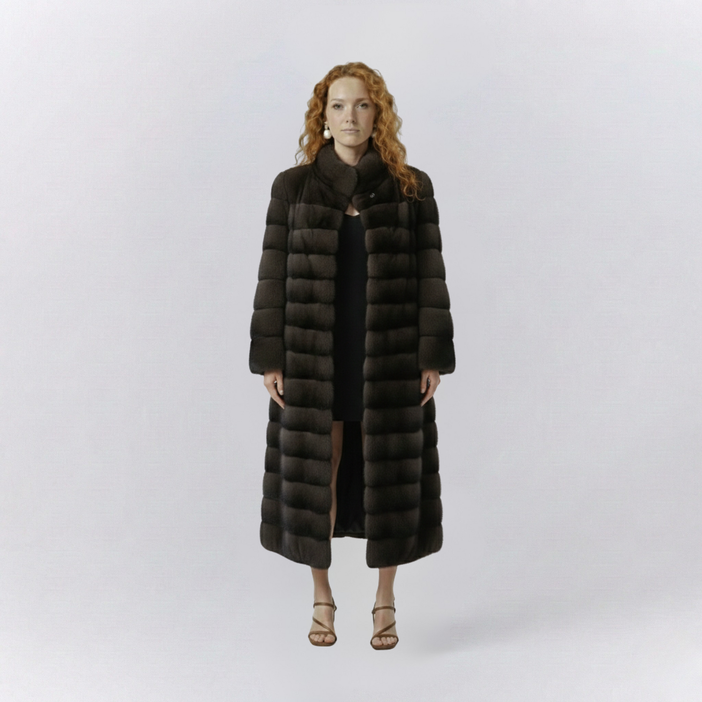 Isla Relaxed Fit Coat | Collarless Paneled Contrasting Trim Formal Coat