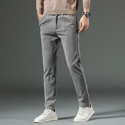 Joshua Ribbed Pleated Corduroy Trousers | Belt Loops Full-Length Corduroy Trousers