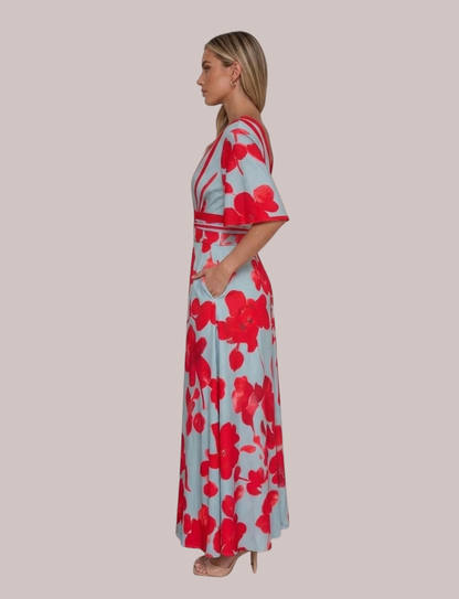 Floral V-Neck Dress | Elegant Long Style