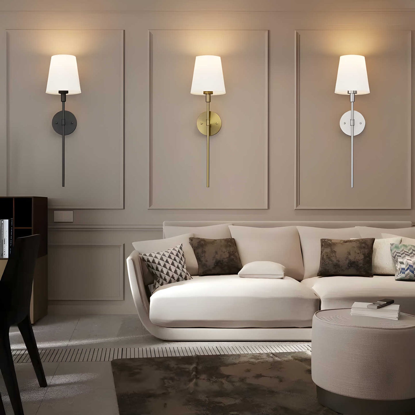 Modern Brass Wall Lamp with Tapered Shade