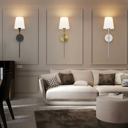 Modern Brass Wall Lamp with Tapered Shade