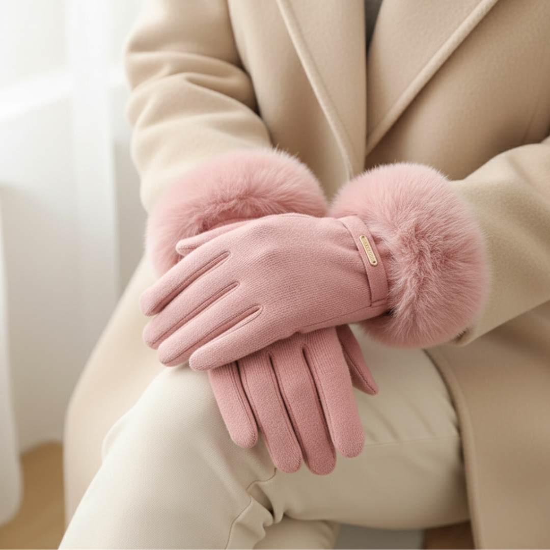 Harper Fitted Gloves | Fur Trim Strap Detail Gloves