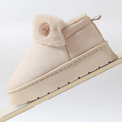 Ivy Slipper Boots | Fur Trim Button Detail Slipper Boots