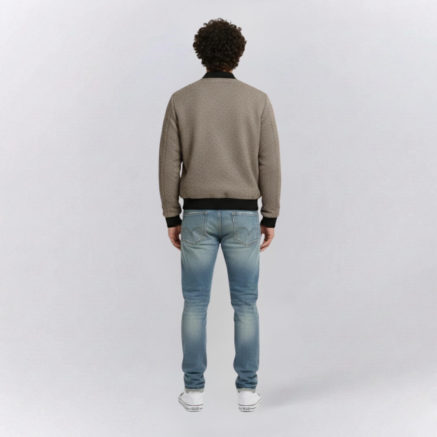 Arthur Regular Fit Bomber Jacket | Geometric Print Ribbed Collar Jacket