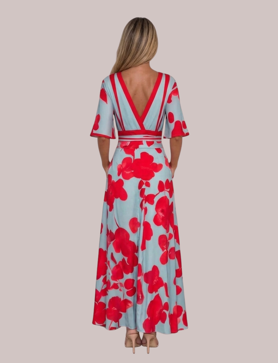 Floral V-Neck Dress | Elegant Long Style