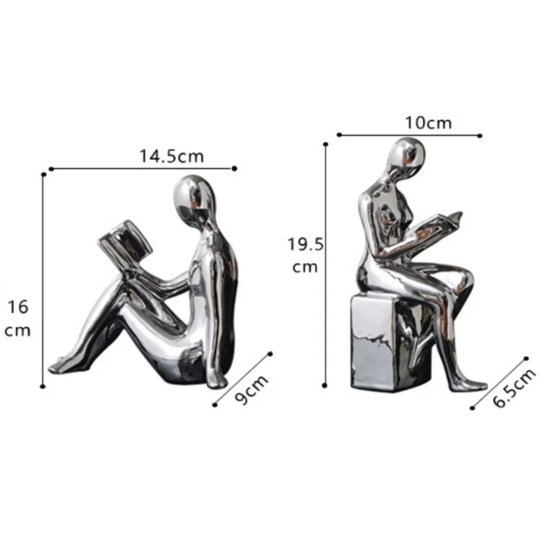 Modern Metal Bookends With Glossy Figurative Design