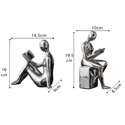 Modern Metal Bookends With Glossy Figurative Design