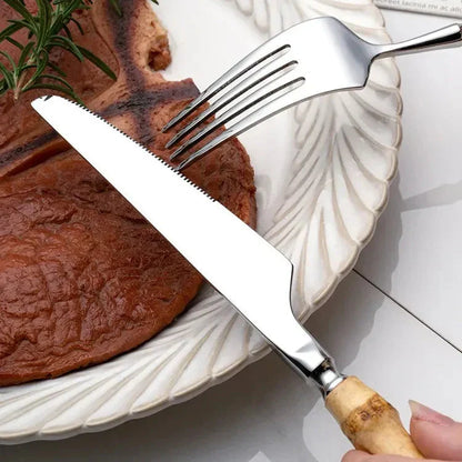 Natural Bamboo Handle Cutlery Set