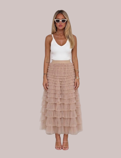 Tulia Tulle Skirt | Flowy Layered Midi