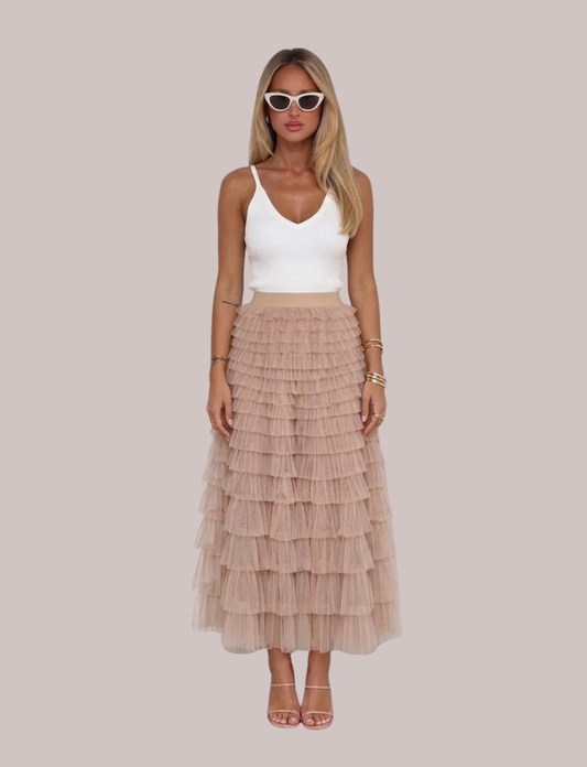 Tulia Tulle Skirt | Flowy Layered Midi