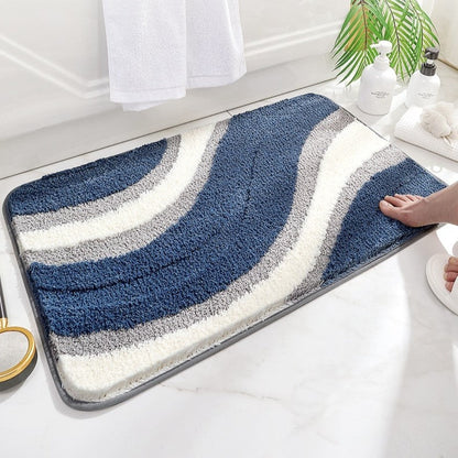 Contemporary Plush Wave Bath Mat with Non-Slip Backing