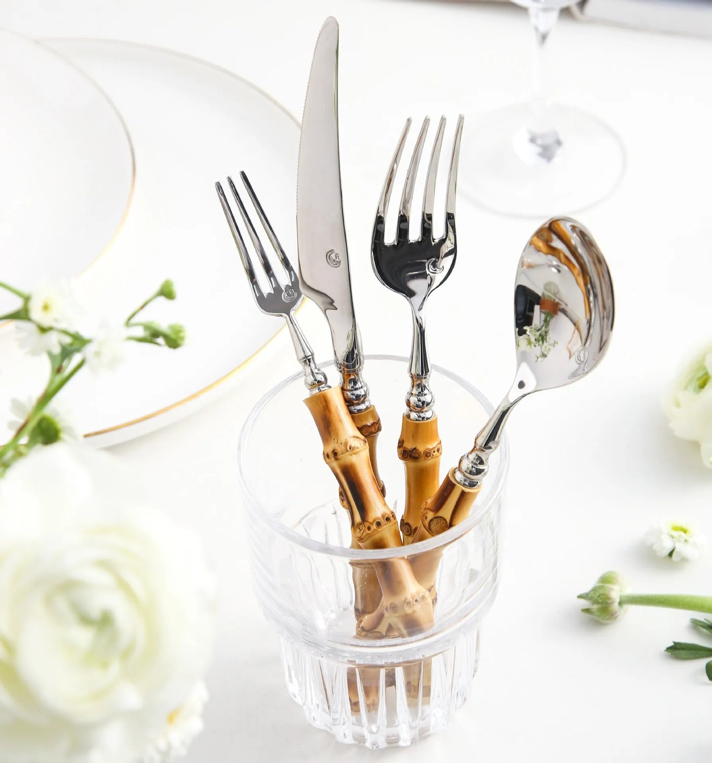 Natural Bamboo Handle Cutlery Set