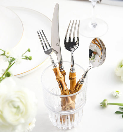 Natural Bamboo Handle Cutlery Set