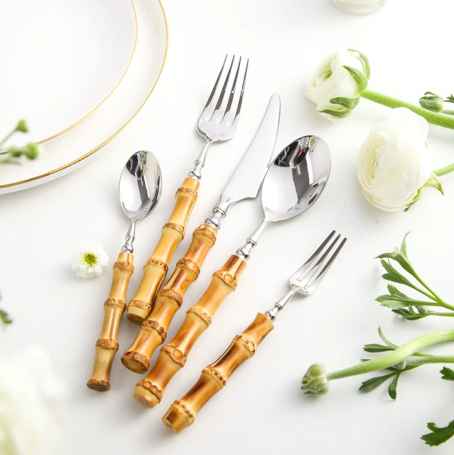 Natural Bamboo Handle Cutlery Set