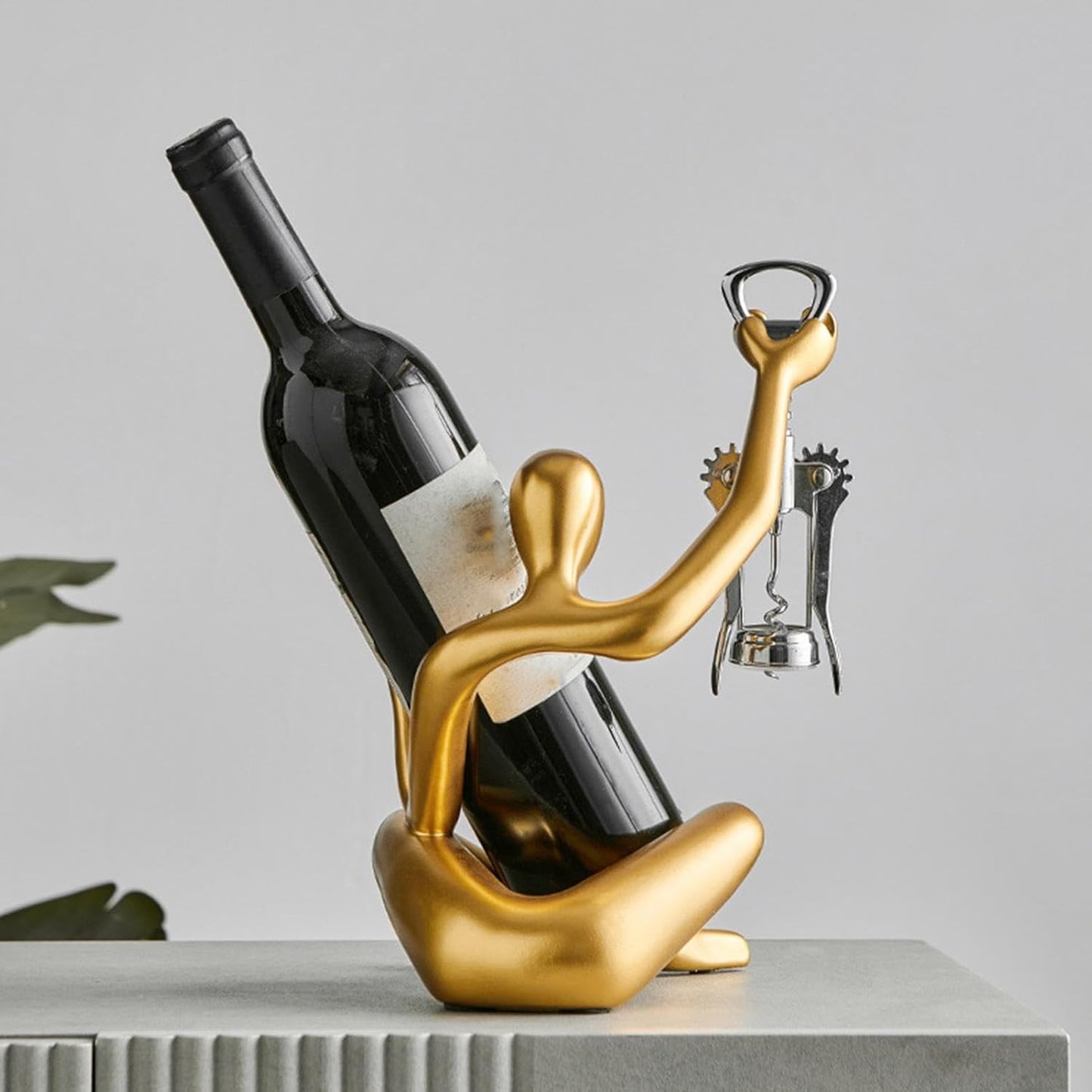Modern Resin Wine Rack Sculpture With Corkscrew Holder