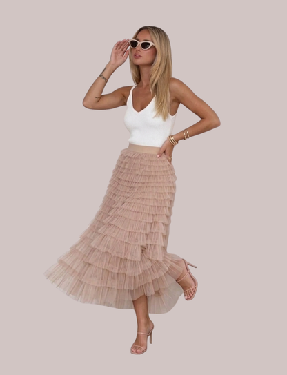 Tulia Tulle Skirt | Flowy Layered Midi