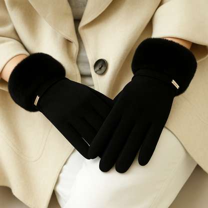 Harper Fitted Gloves | Fur Trim Strap Detail Gloves