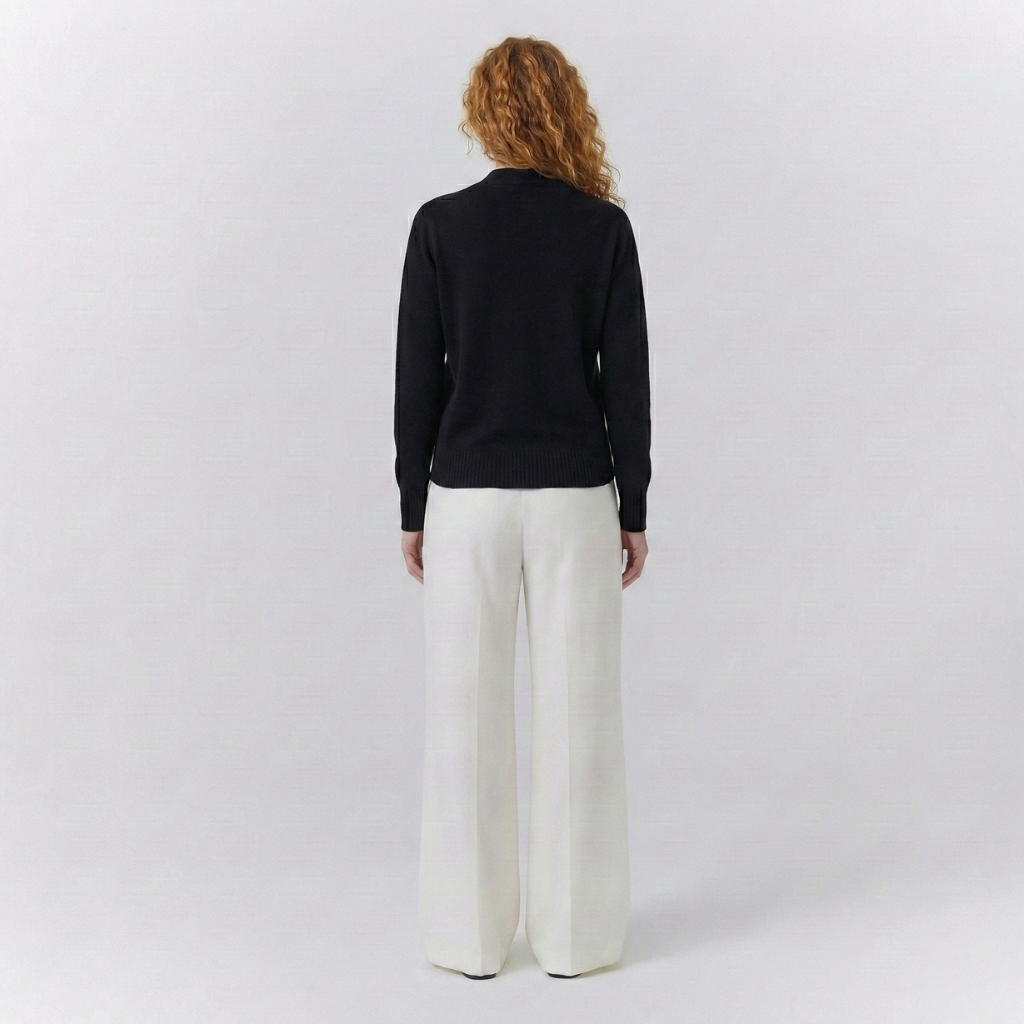 Isla Relaxed Wrap Sweater | Ribbed V-Neck Hip-Length Sweater