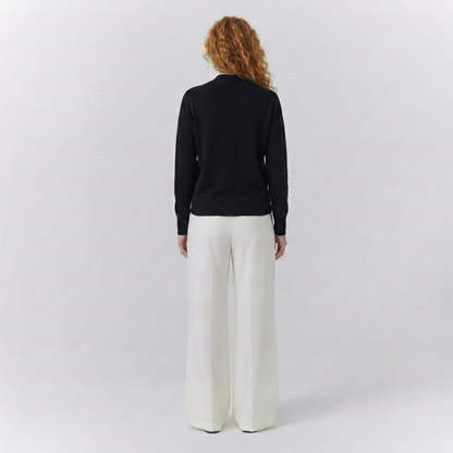 Isla Relaxed Wrap Sweater | Ribbed V-Neck Hip-Length Sweater
