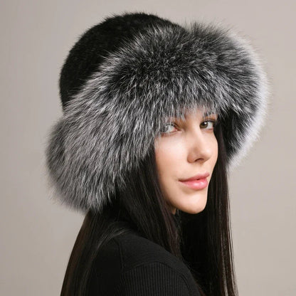 Isabella Round Crown Fur Hat | Fur Brim Solid Fur Hat