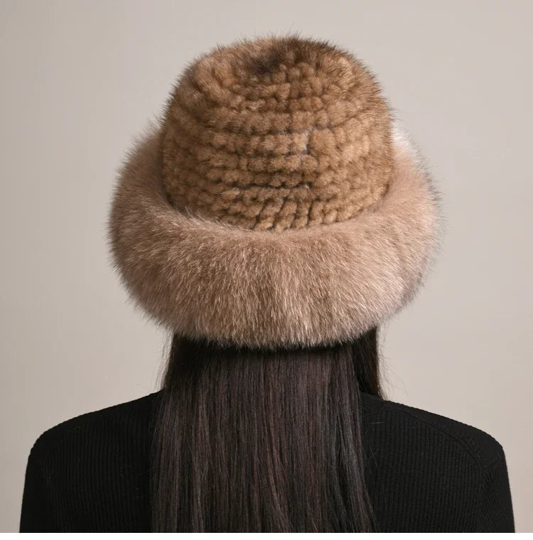 Isabella Round Crown Fur Hat | Fur Brim Solid Fur Hat