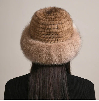 Isabella Round Crown Fur Hat | Fur Brim Solid Fur Hat