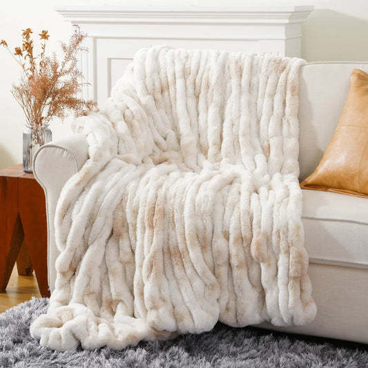 Plush Textured Throw Blanket With Quilted Design