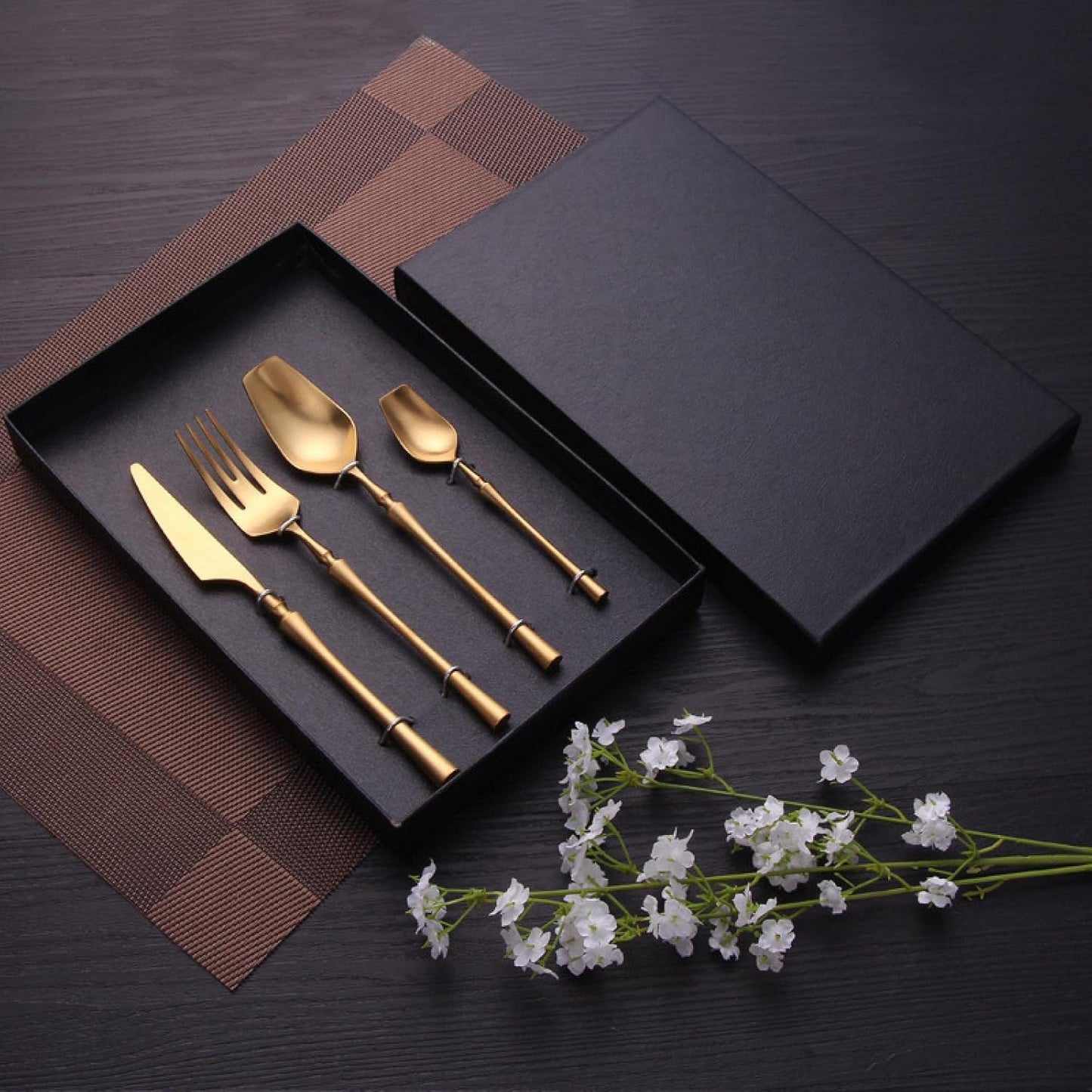 Modern Gold Stainless Steel Flatware Set