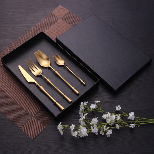 Modern Gold Stainless Steel Flatware Set