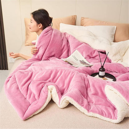 Cozy Sherpa Flannel Throw Blanket