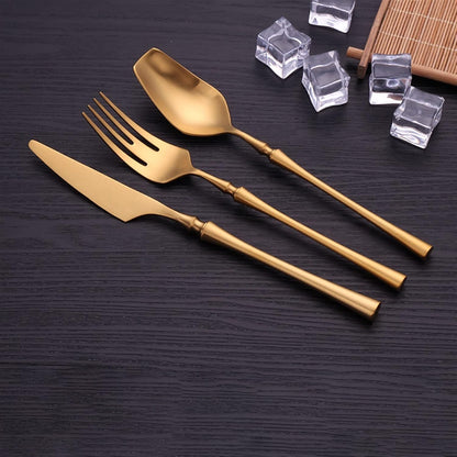 Modern Gold Stainless Steel Flatware Set