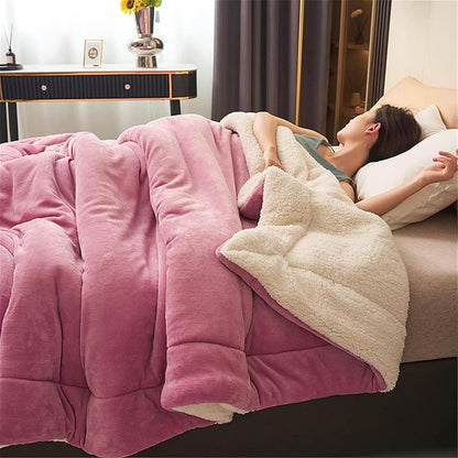 Cozy Sherpa Flannel Throw Blanket