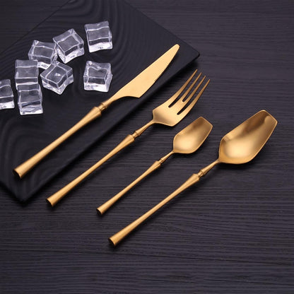 Modern Gold Stainless Steel Flatware Set