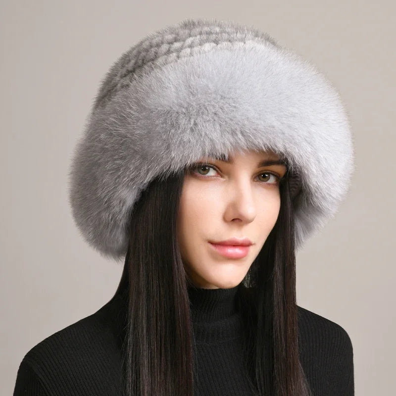 Isabella Round Crown Fur Hat | Fur Brim Solid Fur Hat