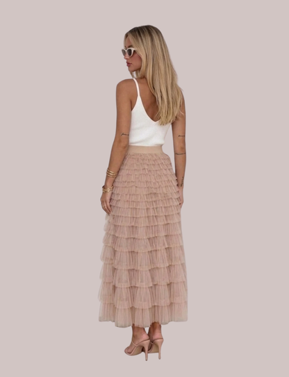 Tulia Tulle Skirt | Flowy Layered Midi