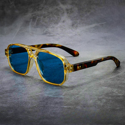 Bold Oversized Acetate Sunglasses with Double Bridge and Sculpted Frame