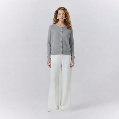 Isla Casual Fit Cardigan Sweater | Button Front Ribbed Sweater