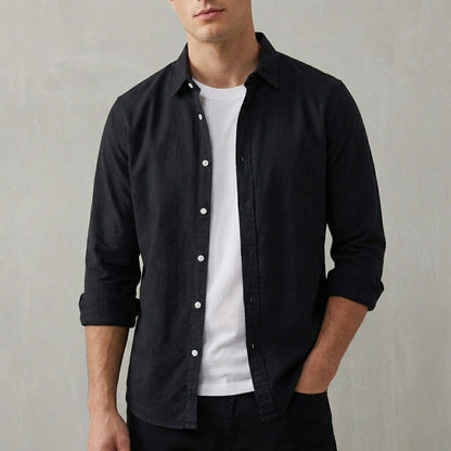 Laurence Relaxed Button-Down Shirt with Shirttail Hem