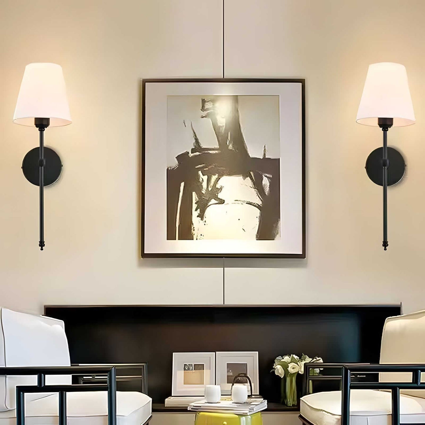 Modern Brass Wall Lamp with Tapered Shade