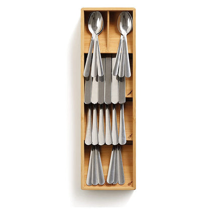 Minimalist Bamboo Cutlery Organizer with Multi-Compartment Design