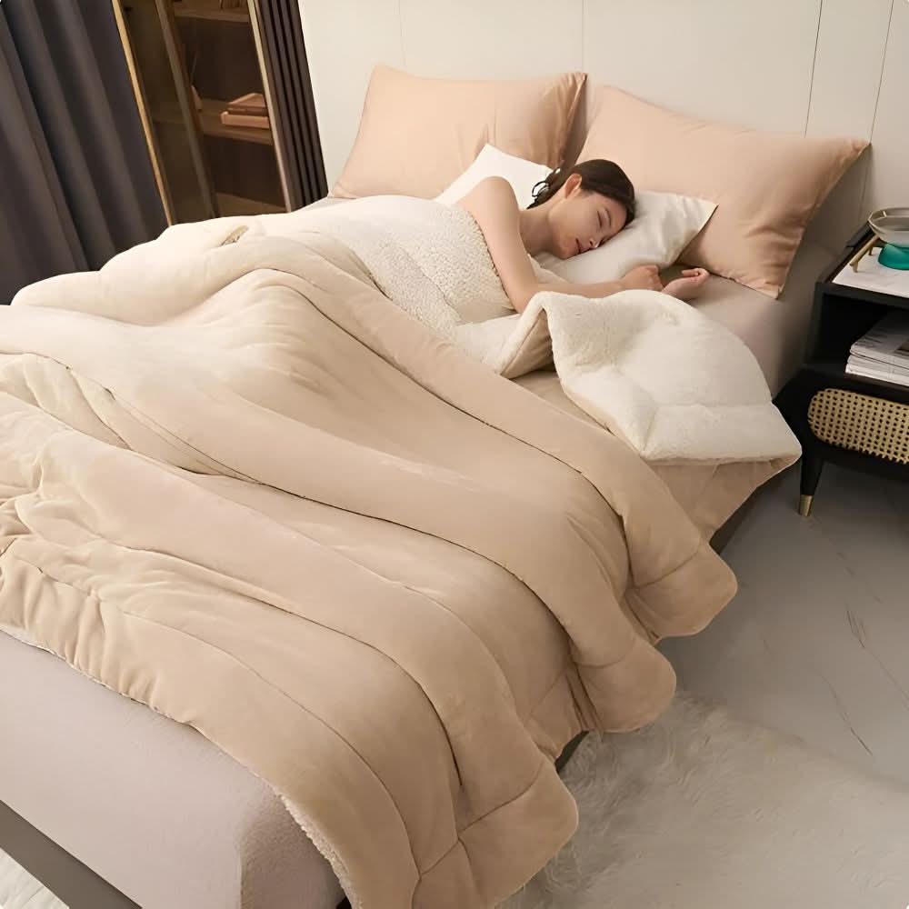 Cozy Fleece Sherpa Throw Blanket With Dual-Sided Plush Design