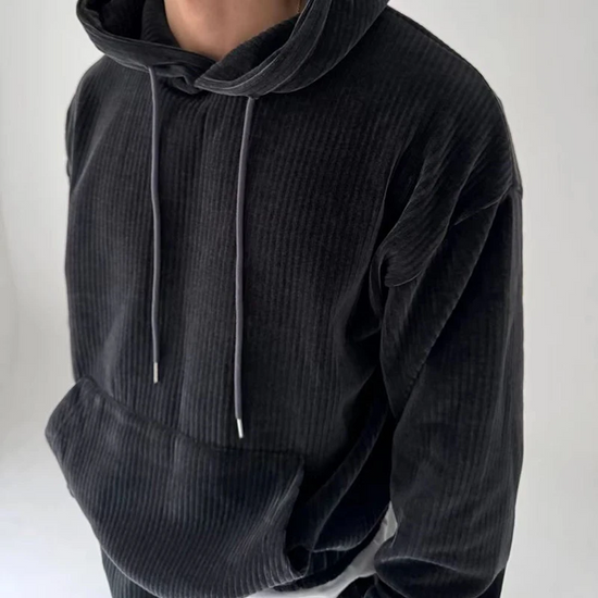 Oscar Relaxed Fit Hoodie | Ribbed Drawstring Kangaroo Pocket Hoodie