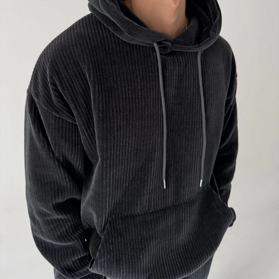 Oscar Relaxed Fit Hoodie | Ribbed Drawstring Kangaroo Pocket Hoodie
