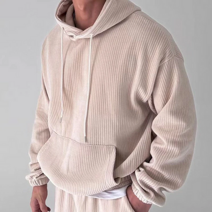 Oscar Relaxed Fit Hoodie | Ribbed Drawstring Kangaroo Pocket Hoodie