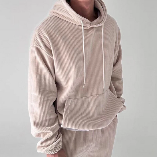 Oscar Relaxed Fit Hoodie | Ribbed Drawstring Kangaroo Pocket Hoodie