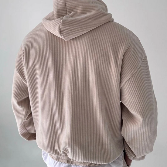 Oscar Relaxed Fit Hoodie | Ribbed Drawstring Kangaroo Pocket Hoodie