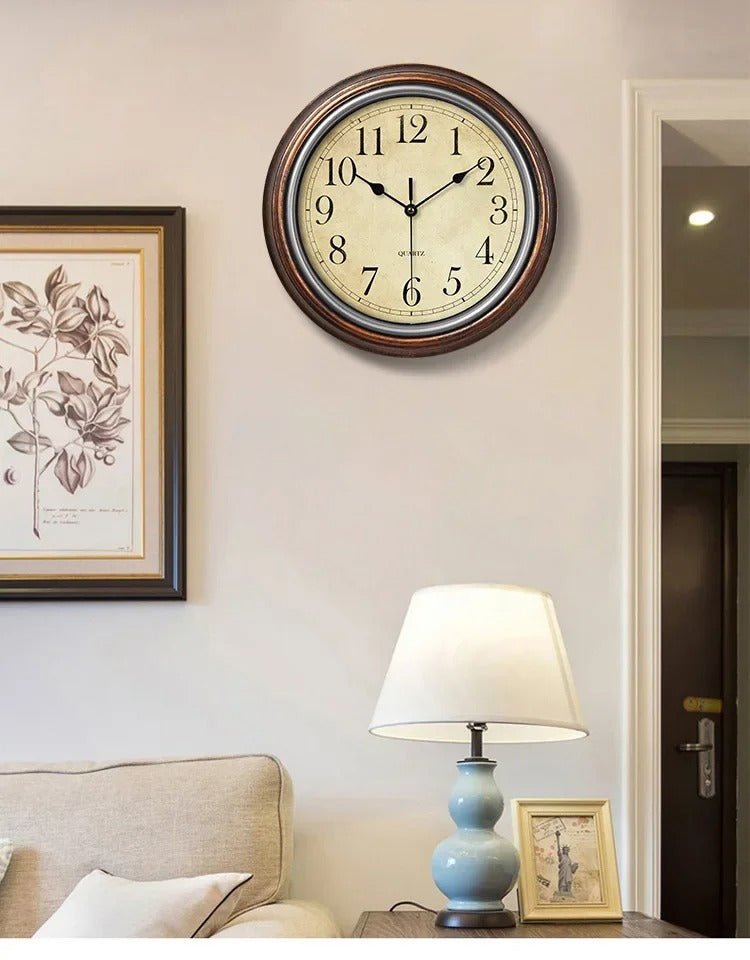 Traditional Bronze Frame Wall Clock With Quartz Movement