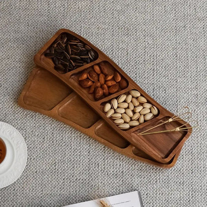 Minimalist Wooden Serving Tray With Divided Compartments