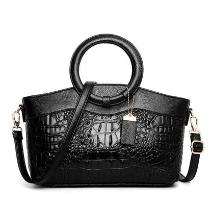 Amelia Structured Top Handle Satchel | Croc-Embossed Two-Tone Satchel